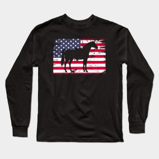 Horse American Flag USA 4th of July Long Sleeve T-Shirt